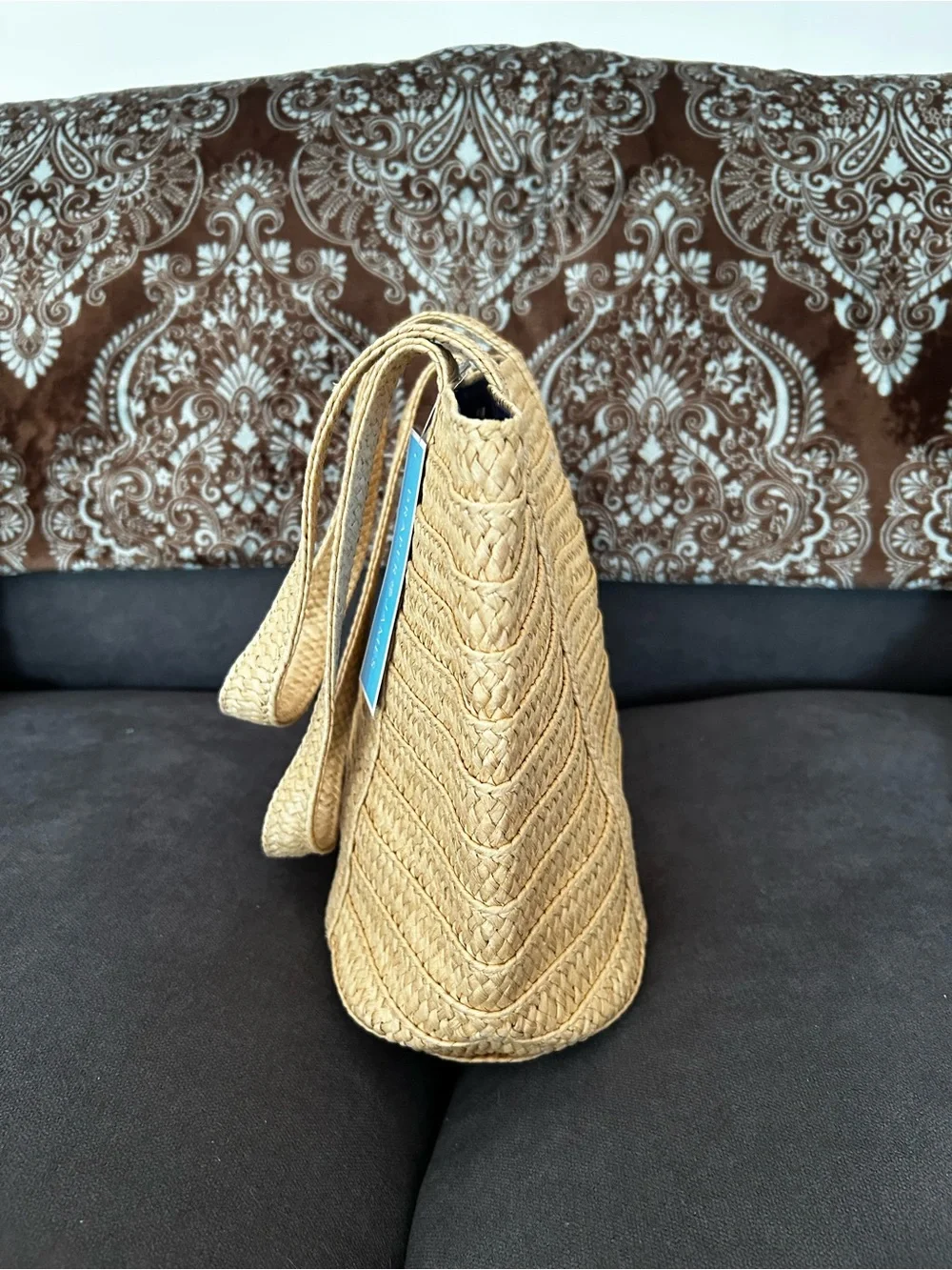 Draper James Everyday Straw Tote Bag Tan Summer Beach NWT